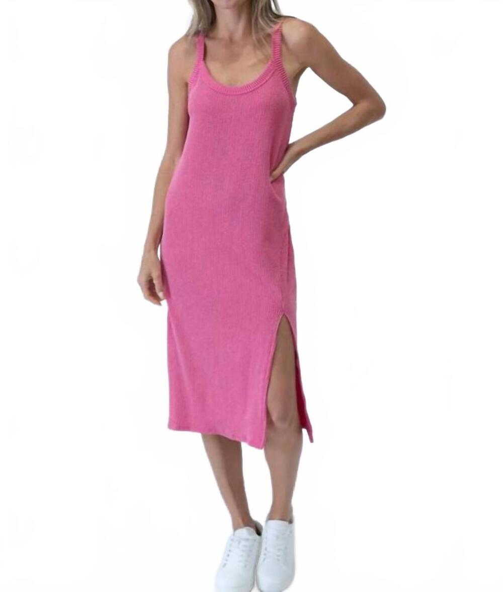 NEW SIX/FIFTY brenna rib tank dress in hot pink